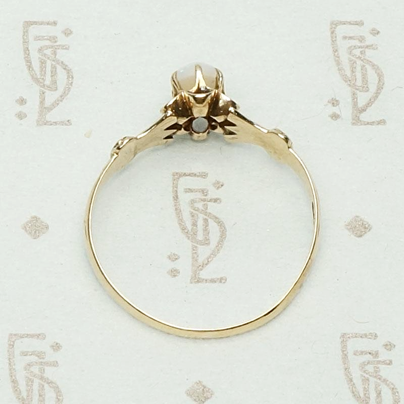 Tulip Set Opal Solitaire Ring, top view