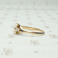 Double Opal & Diamond Vintage Ring in Gold, side view