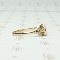 Double Opal & Diamond Vintage Ring in Gold, side view