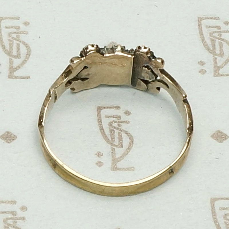 Garnet & Pearl Georgian Panel Ring, repair view