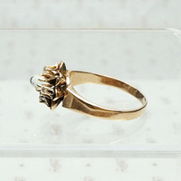 Compass Rose Ring with Moonstone and Diamonds, side view