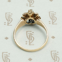 Compass Rose Ring with Moonstone and Diamonds, top view