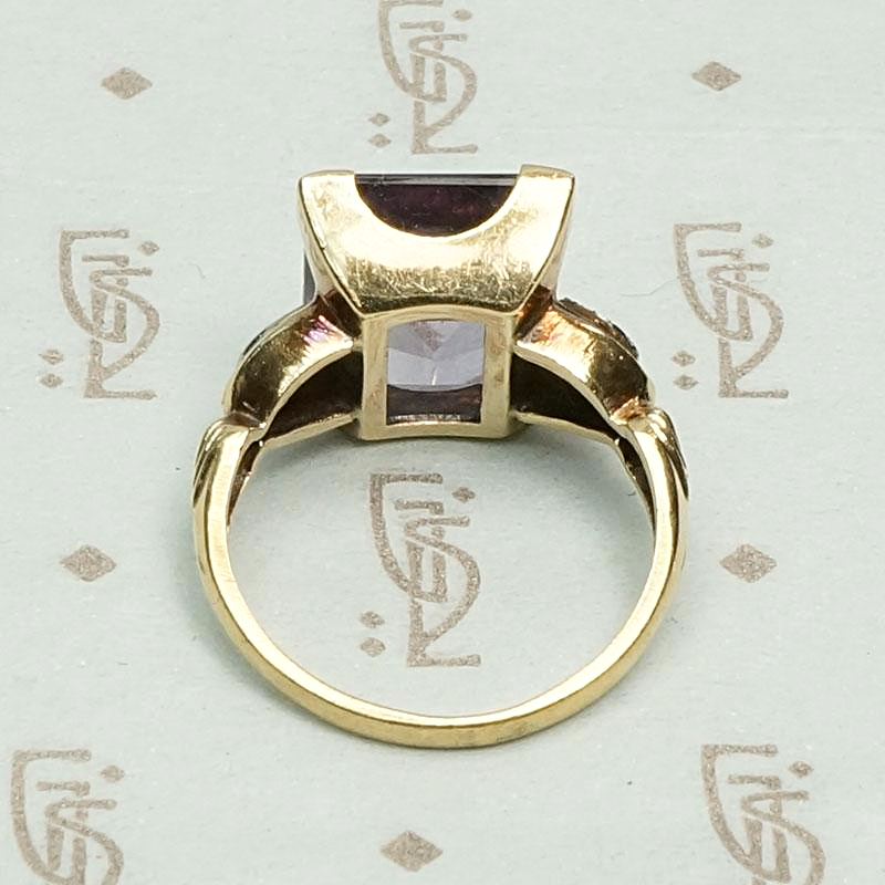 Amethyst Birthstone Ring Signed Crosby, top view.