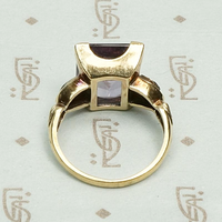 Amethyst Birthstone Ring Signed Crosby, top view.