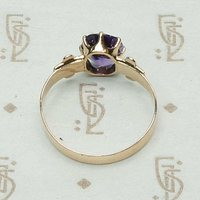 Deep Purple Amethyst in Engraved Victorian Band, top view