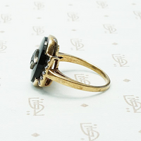 Diamond Set Onyx in Rose Gold Ring, side view