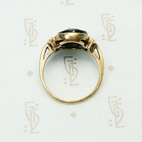Diamond Set Onyx in Rose Gold Ring, top view