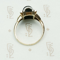 1930s Onyx Ring with Diamond Set Step Sides, top view