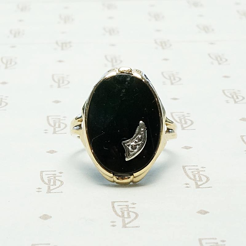 Charming Asymmetry Onyx & Diamond Ring