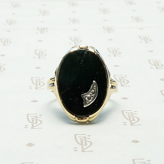 Charming Asymmetry Onyx & Diamond Ring