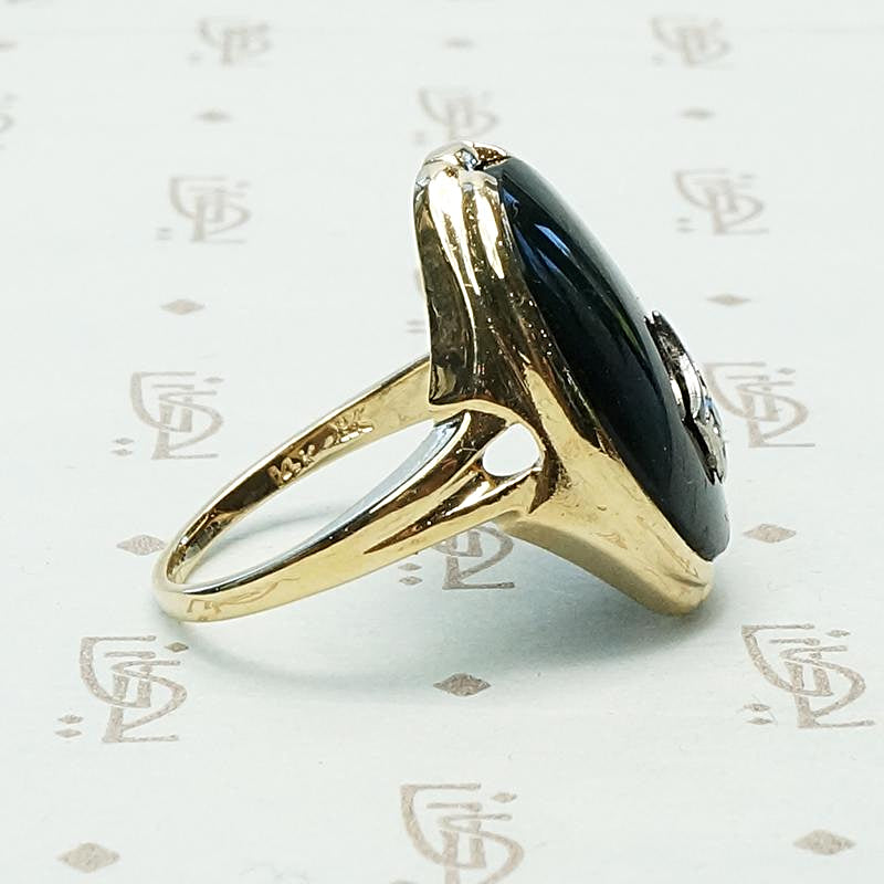 Charming Asymmetry Onyx & Diamond Ring