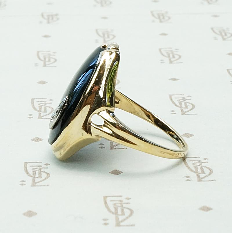 Charming Asymmetry Onyx & Diamond Ring, side view