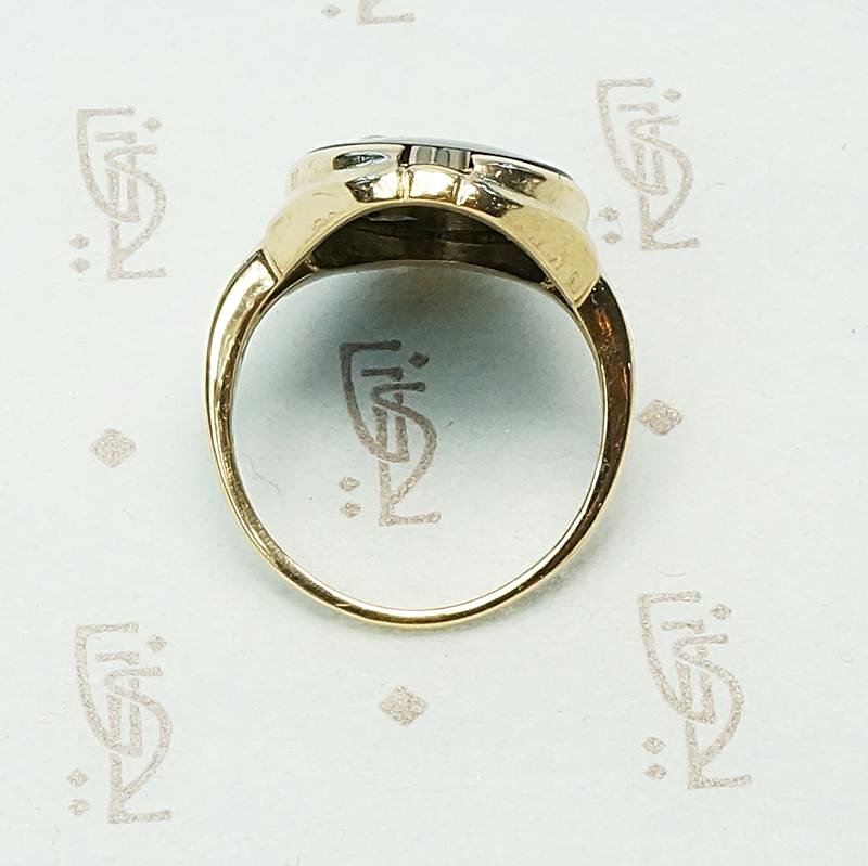 Charming Asymmetry Onyx & Diamond Ring, top view