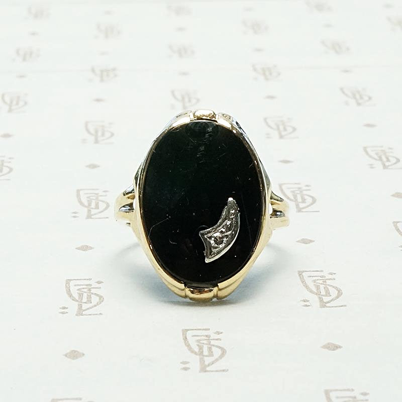 Charming Asymmetry Onyx & Diamond Ring