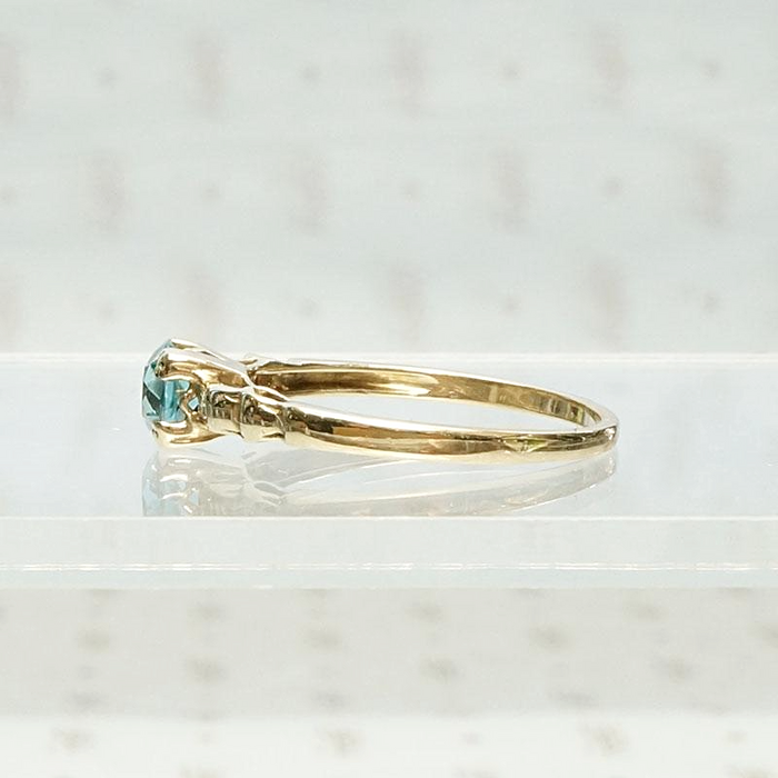 Sparkling Blue Zircon Solitaire Ring, side view