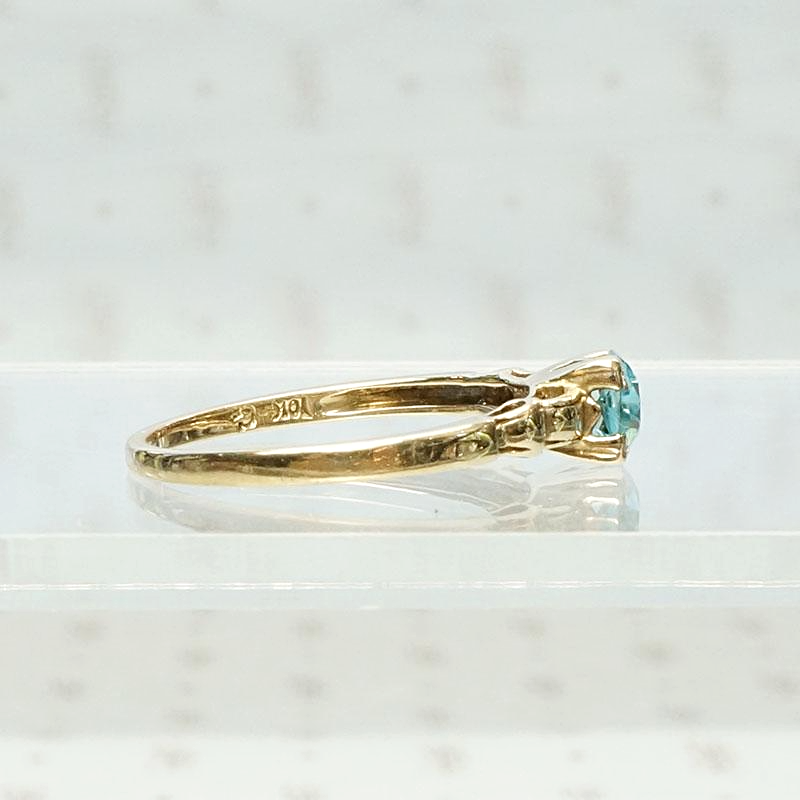 Sparkling Blue Zircon Solitaire Ring, side view