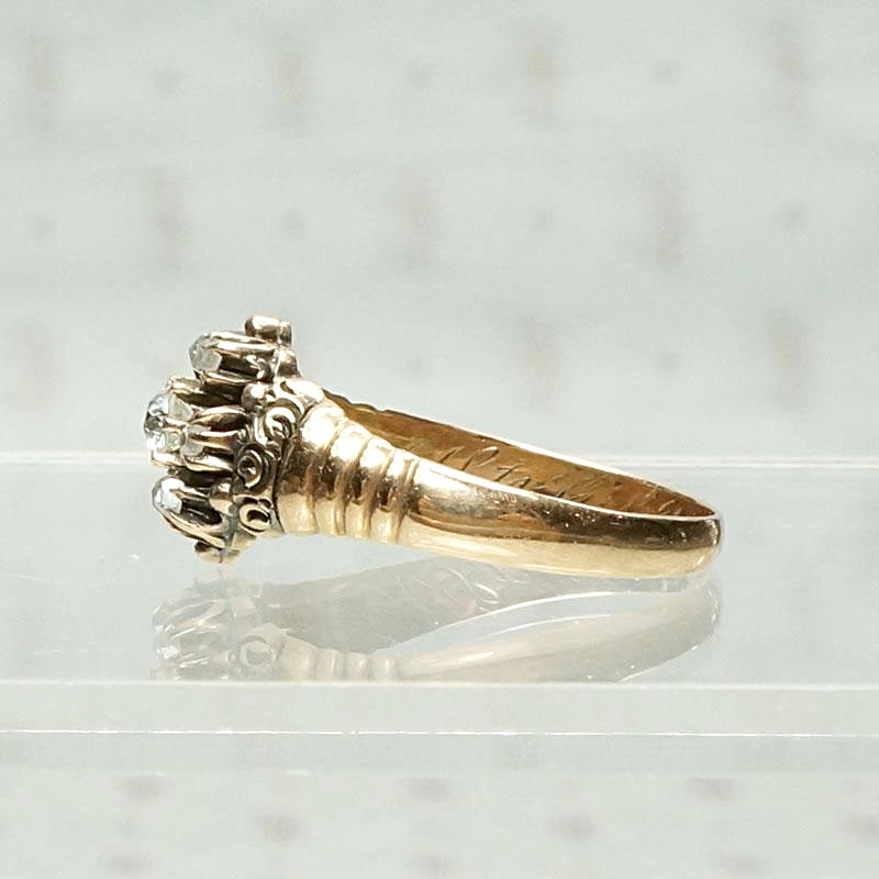 Victorian Diamond Cluster Ring in Rosy Gold