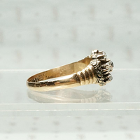 Victorian Diamond Cluster Ring in Rosy Gold, side view