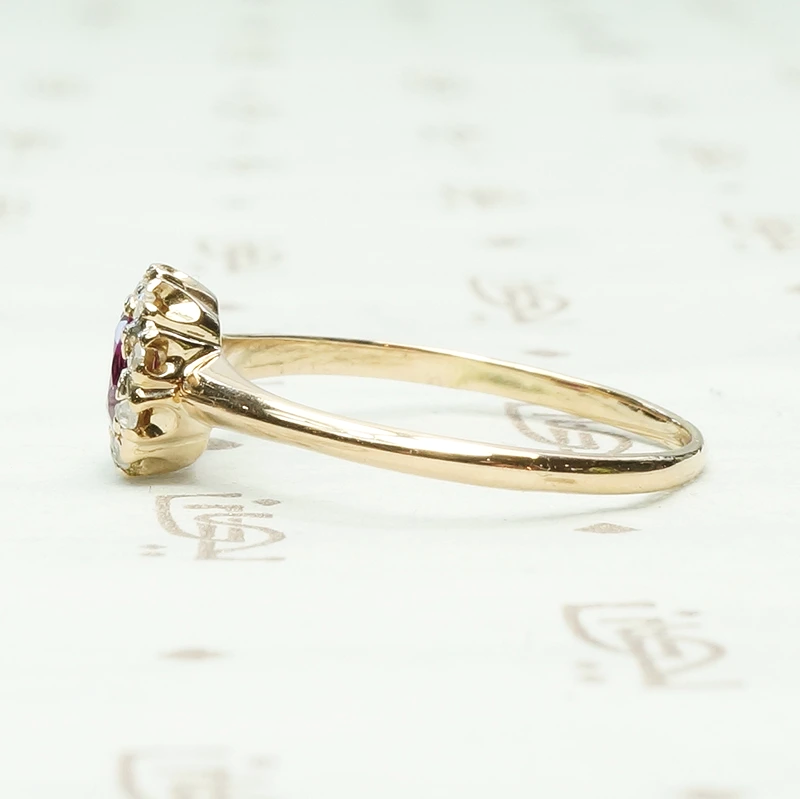 Lovely Natural Ruby and Rose Cut Diamond Ring