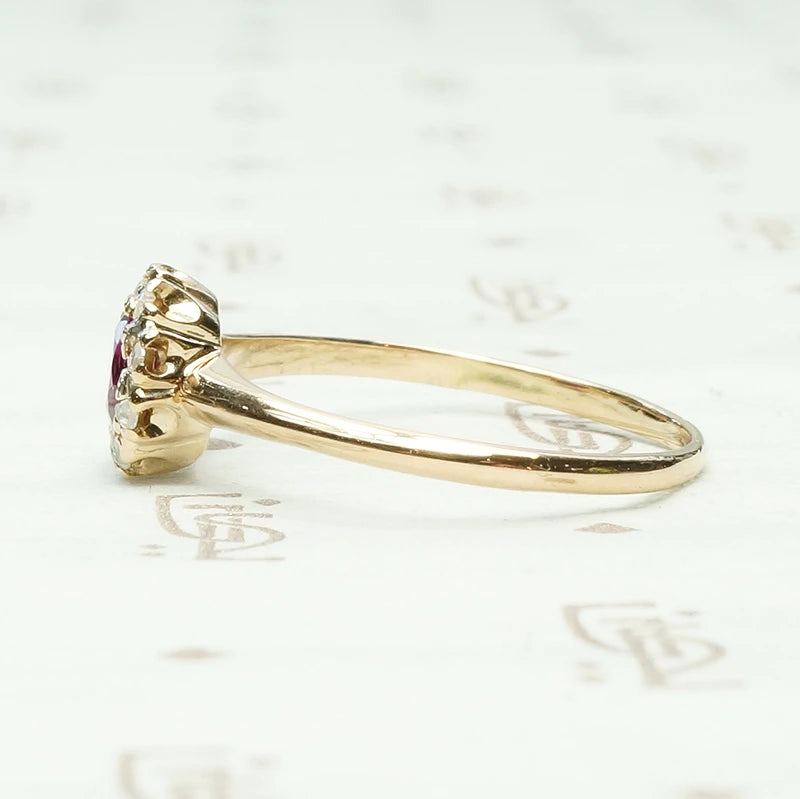 Lovely Natural Ruby and Rose Cut Diamond Ring