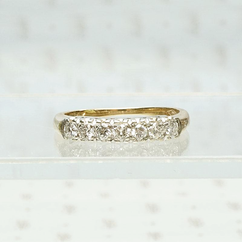 Classic 1940s Seven Diamond Band in Two Tone Gold