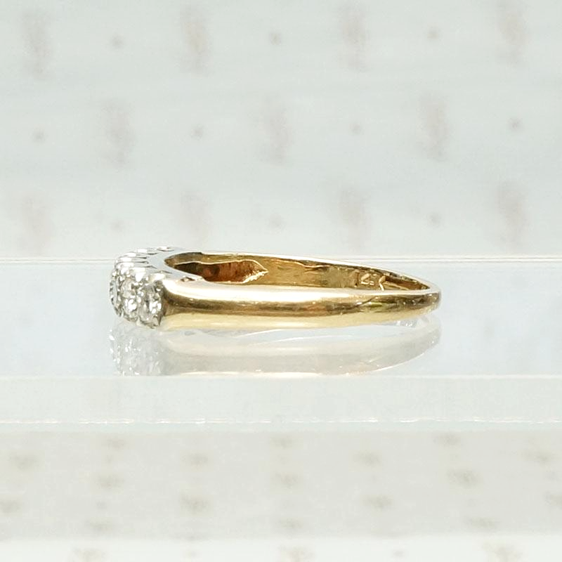 Classic 1940s Seven Diamond Band in Two Tone Gold, side view