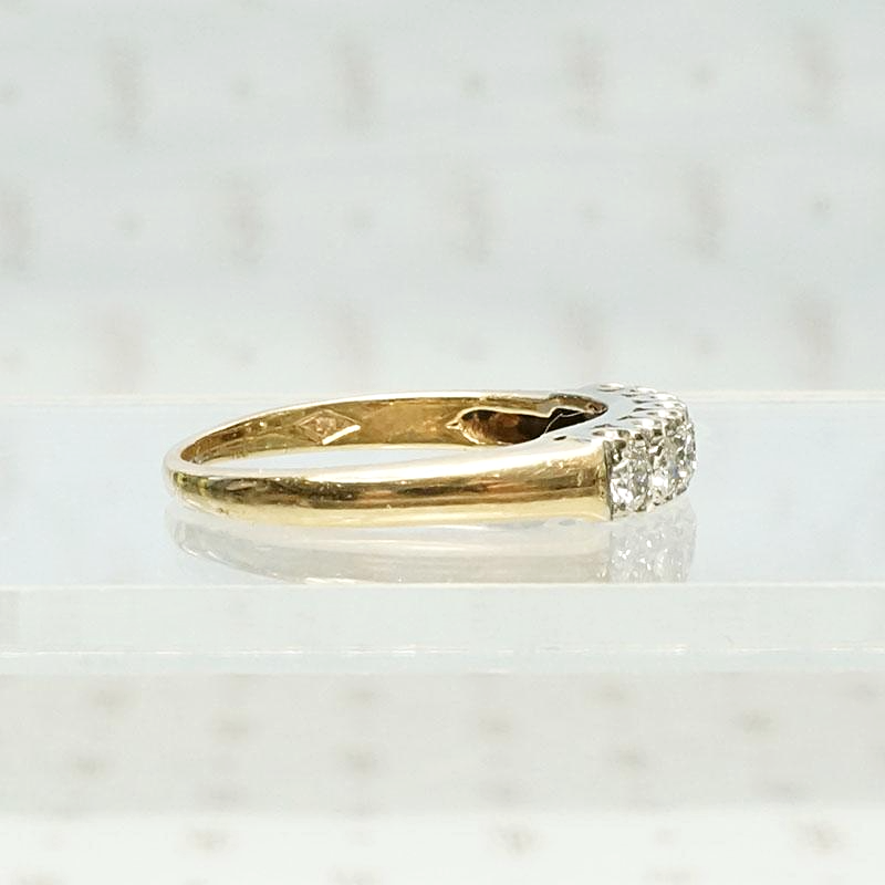 Classic 1940s Seven Diamond Band in Two Tone Gold, side view
