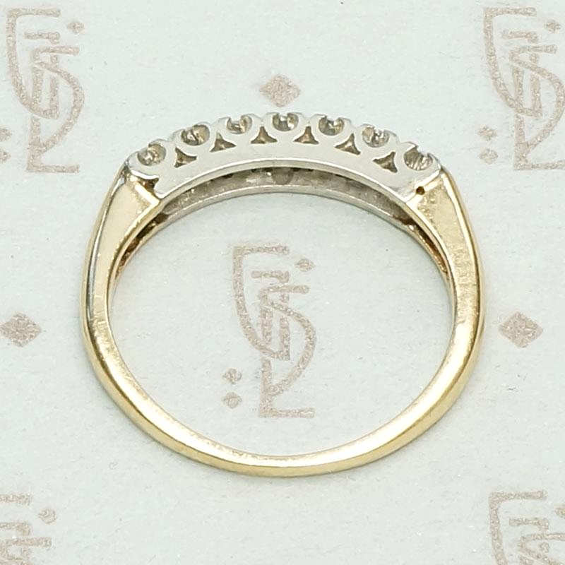 Classic 1940s Seven Diamond Band in Two Tone Gold, top view