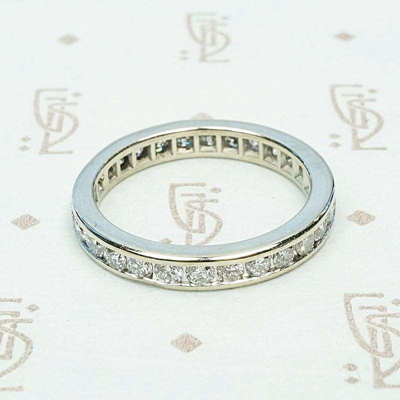 Channel Set Diamond Mid Century Eternity Band, side view