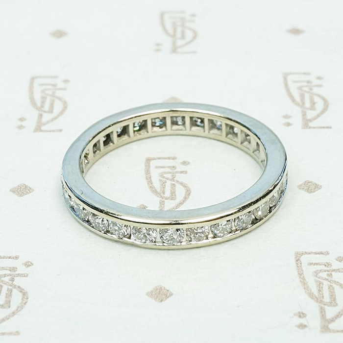 Channel Set Diamond Mid Century Eternity Band, side view