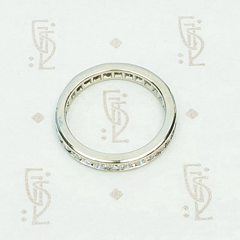Channel Set Diamond Mid Century Eternity Band, top view