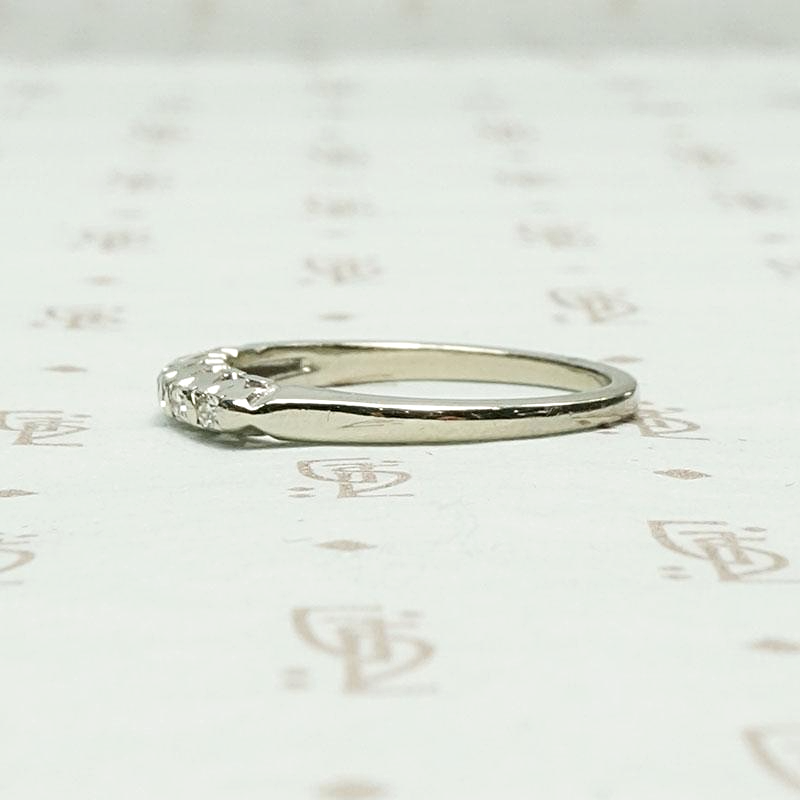Timeless Vintage Diamond Band in White Gold, side view