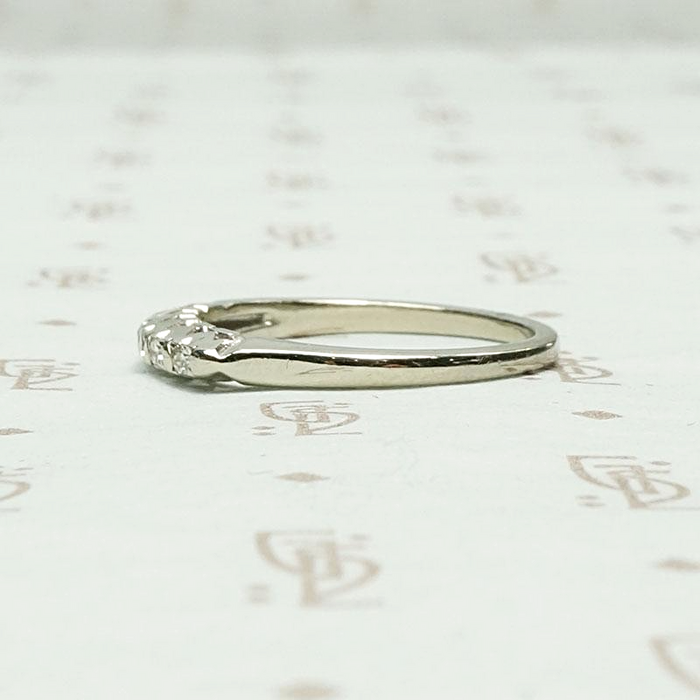 Timeless Vintage Diamond Band in White Gold, side view