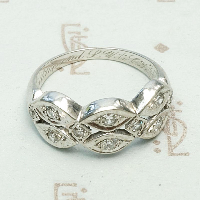 Paisley & Diamonds White Gold Band, inscription view