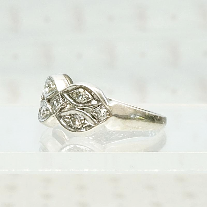 Paisley & Diamonds White Gold Band, side view