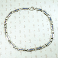 Victorian Greek Key Chain in Silver & Enamel