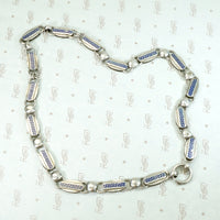 Victorian Greek Key Chain in Silver & Enamel