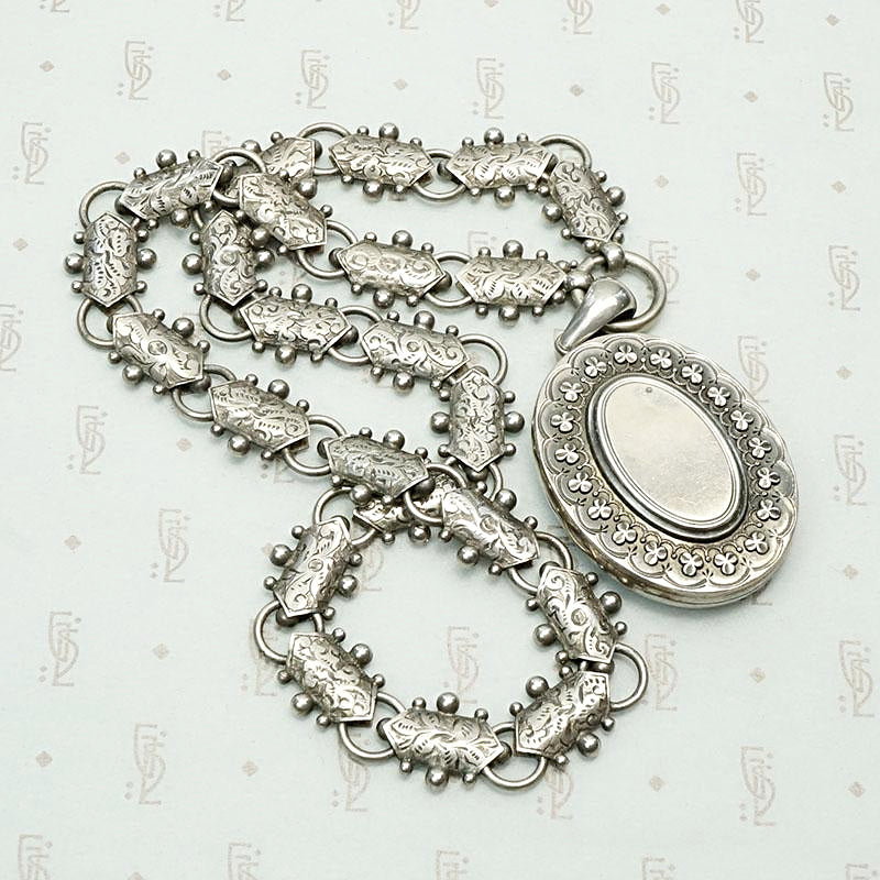 Gorgeous Engraved Book Chain with Shamrock Locket