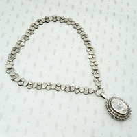 Aesthetic Movement Sterling Book Chain & Engraved Locket