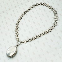 Aesthetic Movement Sterling Book Chain & Engraved Locket, back view