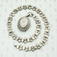 Aesthetic Movement Sterling Book Chain & Engraved Locket