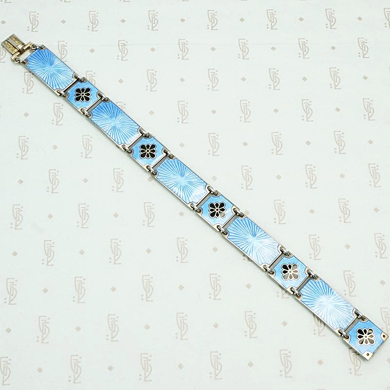 Elevated Black & Blue Guilloché Enamel Bracelet