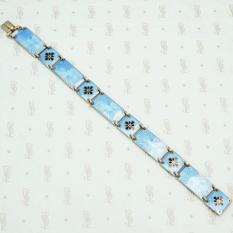 Elevated Black & Blue Guilloché Enamel Bracelet