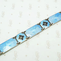 Elevated Black & Blue Guilloché Enamel Bracelet, detailed view