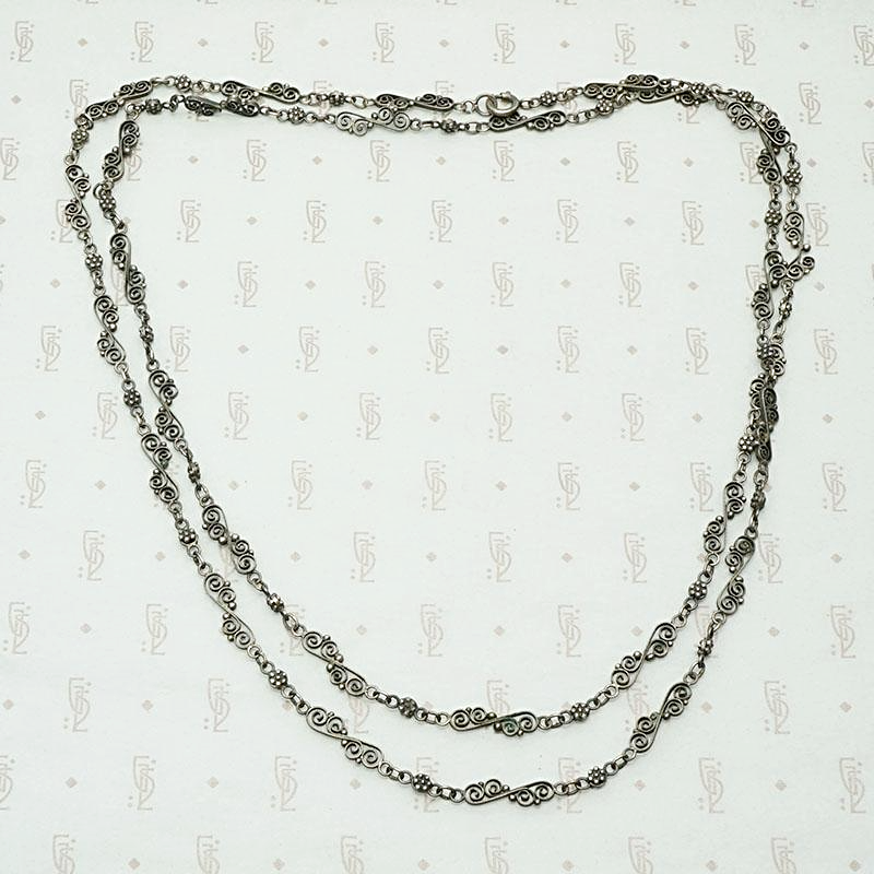 Silver Filigree Victorian Chain with Wonderful Patina