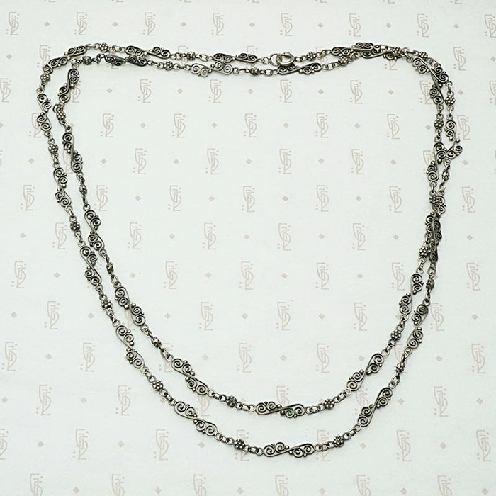 Silver Filigree Victorian Chain with Wonderful Patina