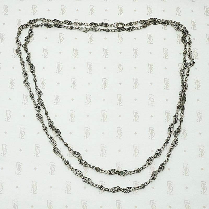Silver Filigree Victorian Chain with Wonderful Patina