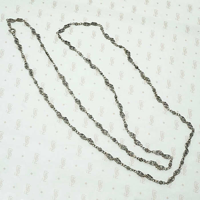 Silver Filigree Victorian Chain with Wonderful Patina