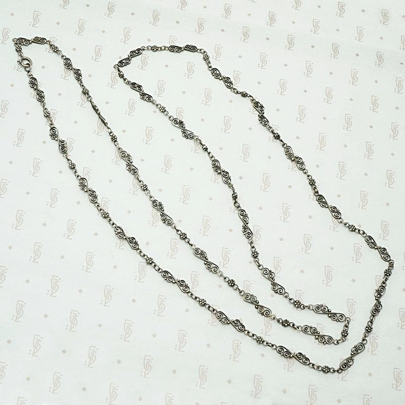 Silver Filigree Victorian Chain with Wonderful Patina