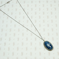Deco Lapis & Marcasite Pendant in Sterling Silver